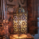 24"H Esther Jeweled Moroccan Brass Table Lamp - SELFTRITSS