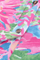 Pink Flower Print Long Sleeve Button Up Cardigan - SELFTRITSS