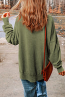 Green Drop Shoulder Ribbed Trim Oversized Sweatshirt - SELFTRITSS   