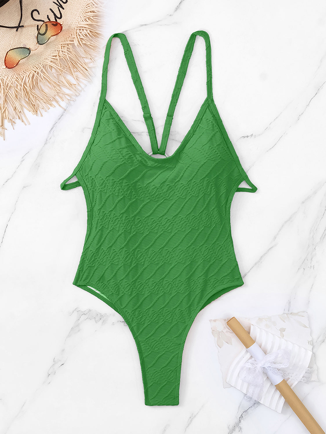 Backless Spaghetti Strap One-Piece Swimwear - SELFTRITSS