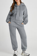 Dropped Shoulder Hooded Top and Pants Active Set - SELFTRITSS   