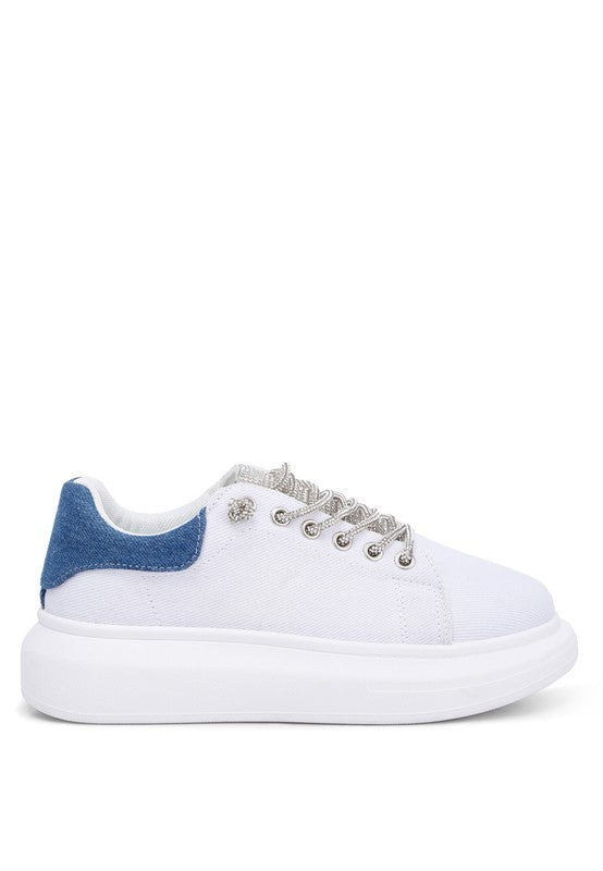 Jaxen Rhinestones Lace Up Sneakers - SELFTRITSS   