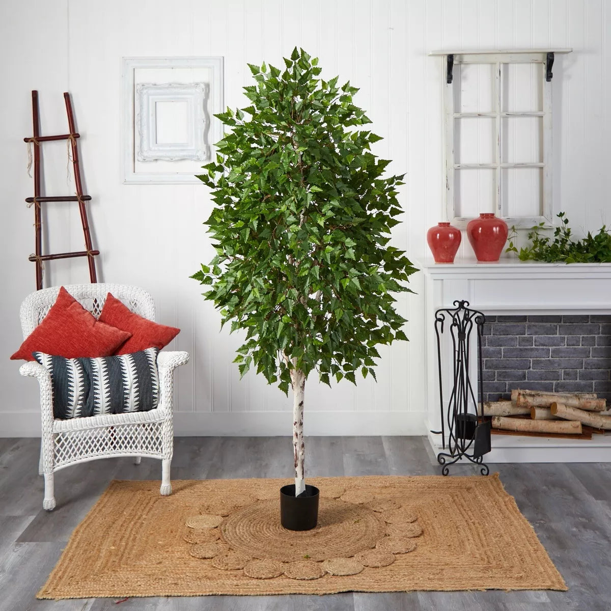 6’ Birch Artificial Tree with Natural White Trunk