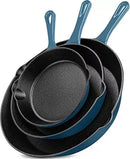 3 Piece Pre-Seasoned Cast Iron Skillet Set 6 , 8 and 10 Inches - SELFTRITSS   