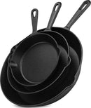 3 Piece Pre-Seasoned Cast Iron Skillet Set 6 , 8 and 10 Inches - SELFTRITSS   