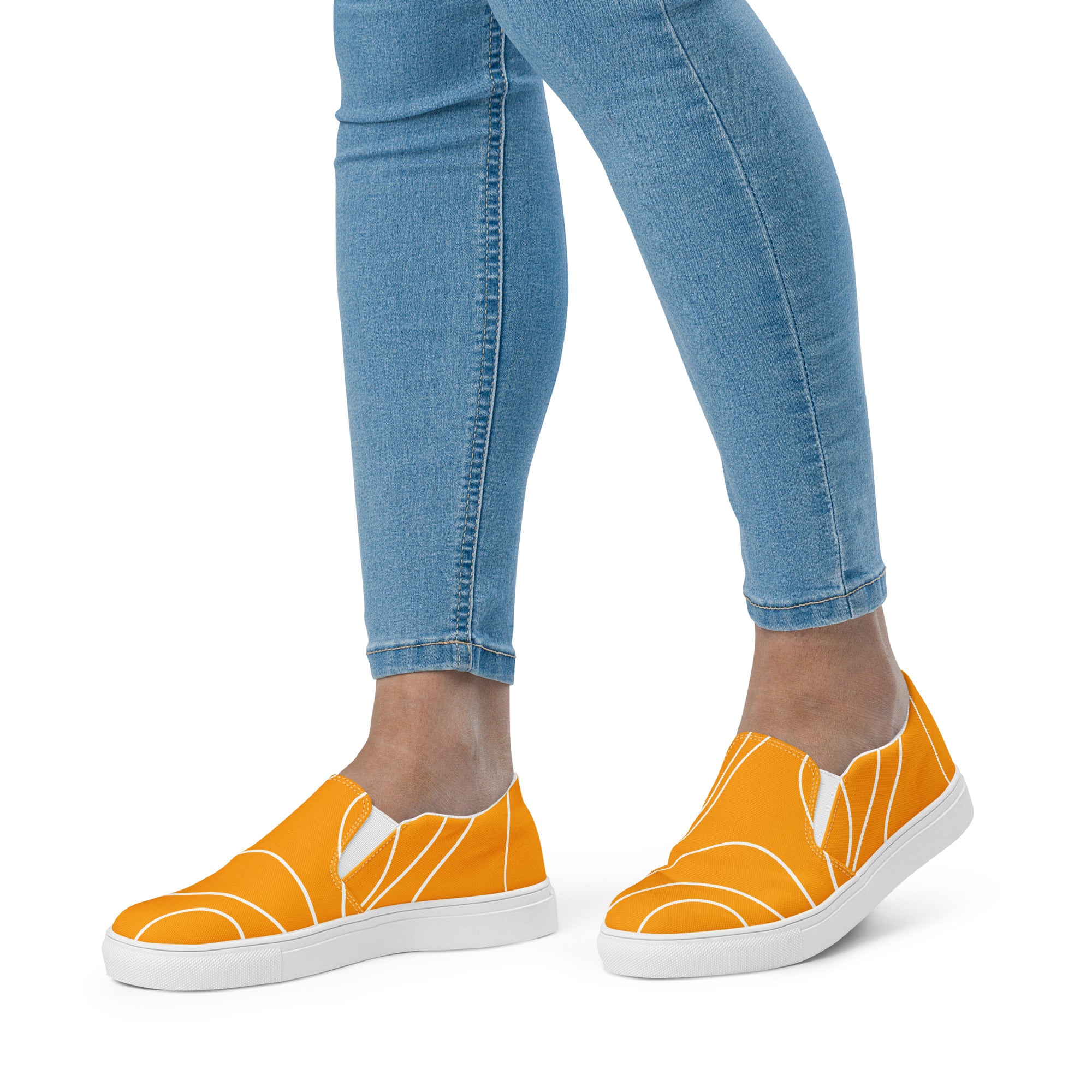 Orange Geometric slip-on canvas shoes