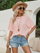 Cutout Tied Round Neck T-Shirt - SELFTRITSS