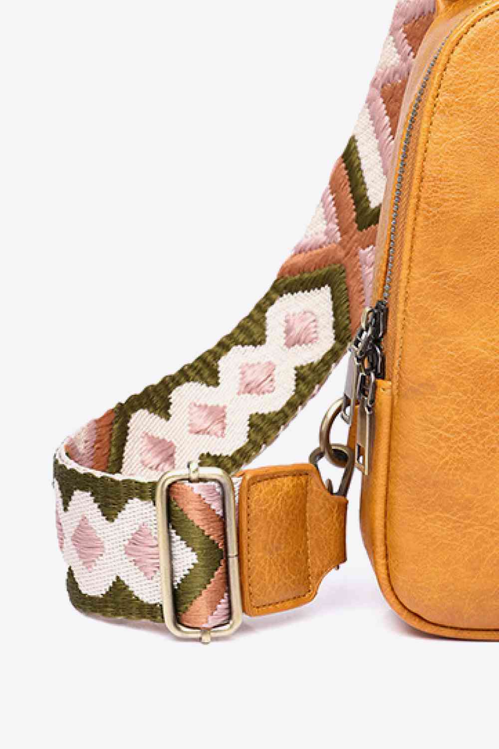 Random Pattern Adjustable Strap PU Leather Sling Bag - SELFTRITSS