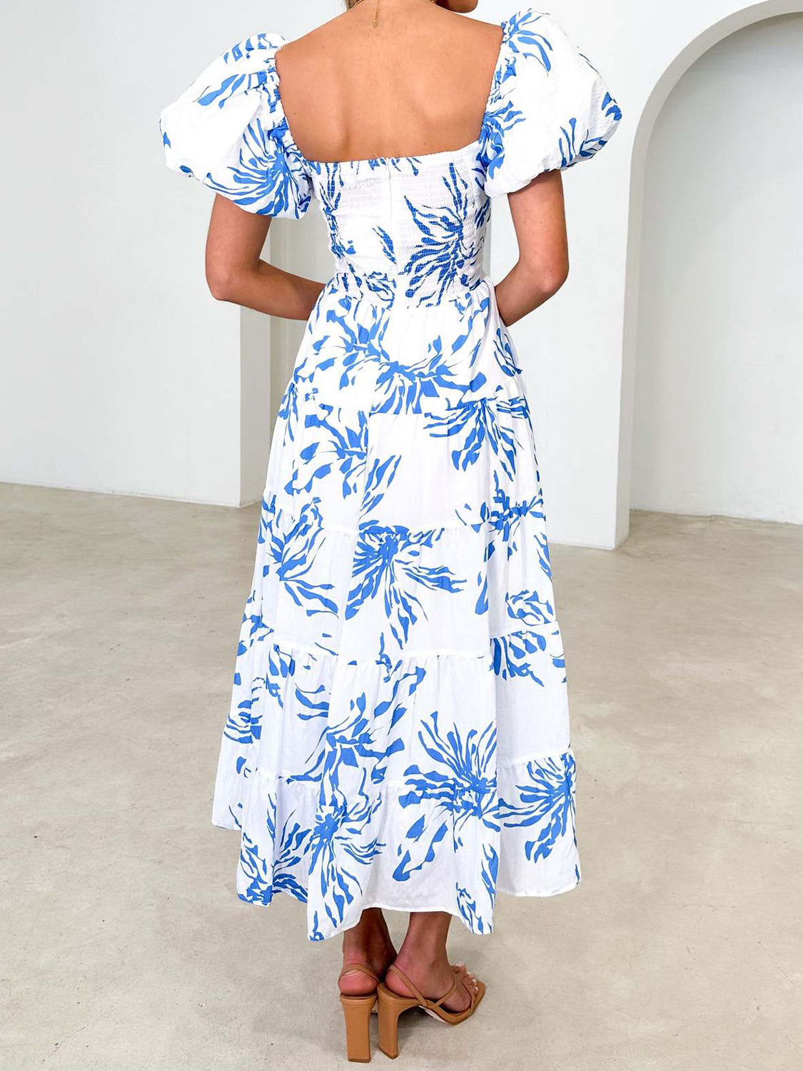 Twisted Printed Puff Sleeve Dress - SELFTRITSS   