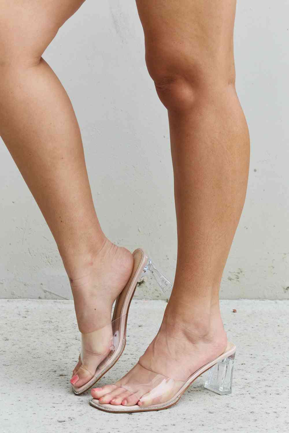 DDK Make Myself Clear Mule Block Heels - SELFTRITSS