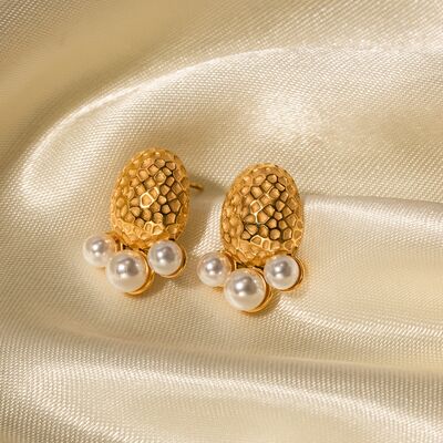 Imitation Pearl Stainless Steel Stud Earrings - SELFTRITSS