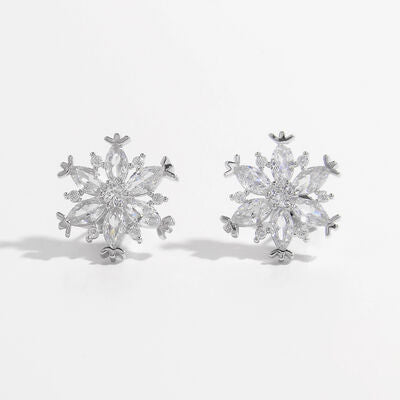 925 Sterling Silver Zircon Snowflake Earrings - SELFTRITSS