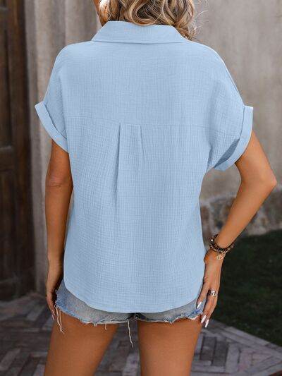 Textured Pocketed Button Up Shirt - SELFTRITSS