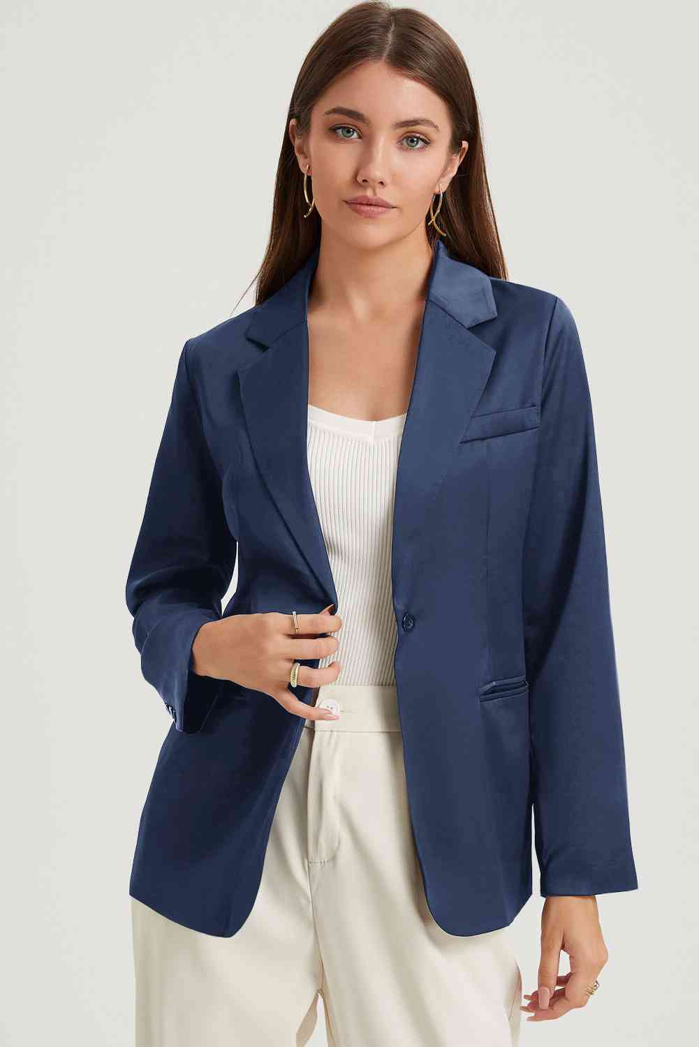 Long Sleeve Lapel Collar Blazer - SELFTRITSS   