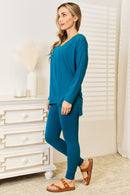 Zenana Lazy Days Full Size Long Sleeve Top and Leggings Set - SELFTRITSS   