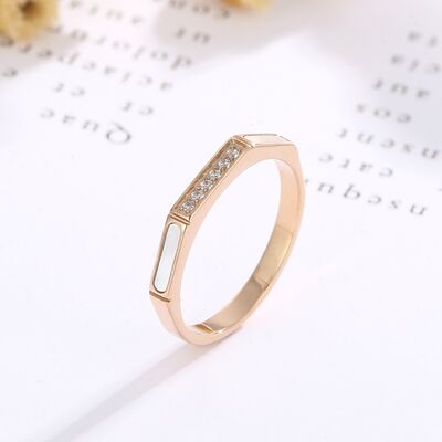 Stainless Steel Inlaid Zircon Ring - SELFTRITSS