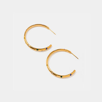 Zircon 18K Gold-Plated C-Hoop Earrings - SELFTRITSS