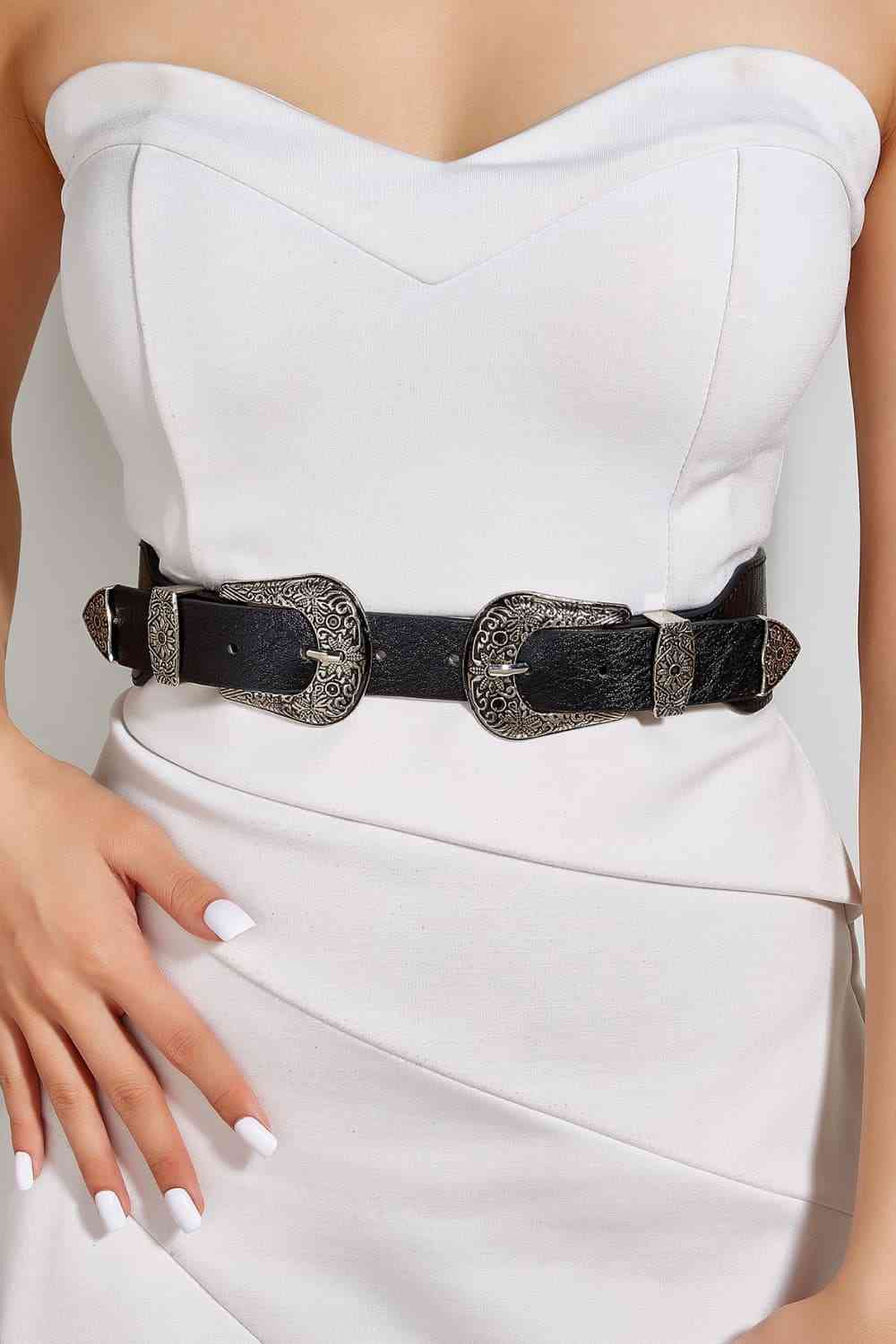 Double Buckle PU Leather Belt - SELFTRITSS