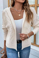 Cable-Knit Dropped Shoulder Hooded Cardigan - SELFTRITSS