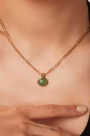 Inlaid Stone Round Pendant Chain Necklace - SELFTRITSS