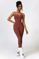 Open Back Spaghetti Strap Sports Jumpsuit - SELFTRITSS   