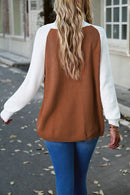 Contrast Turtleneck Raglan Sleeve Sweater - SELFTRITSS   