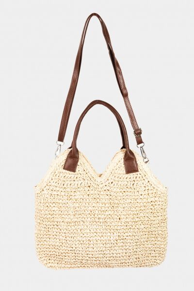 Fame Straw Braided Faux Leather Strap Shoulder Bag - SELFTRITSS