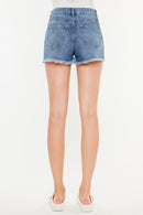 Kancan Distressed Raw Hem High Waist Denim Shorts - SELFTRITSS