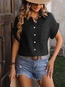 Textured Pocketed Button Up Shirt - SELFTRITSS