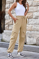 Drawstring High Waist Cargo Pants - SELFTRITSS