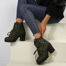 PU Leather Round Toe Block Heel Boots - SELFTRITSS