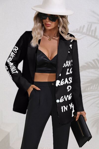 Letter Graphic Button Up Blazer - SELFTRITSS