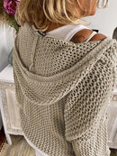 Openwork Hooded Long Sleeve Sweater - SELFTRITSS