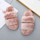 Faux Fur Open Toe Slippers - SELFTRITSS