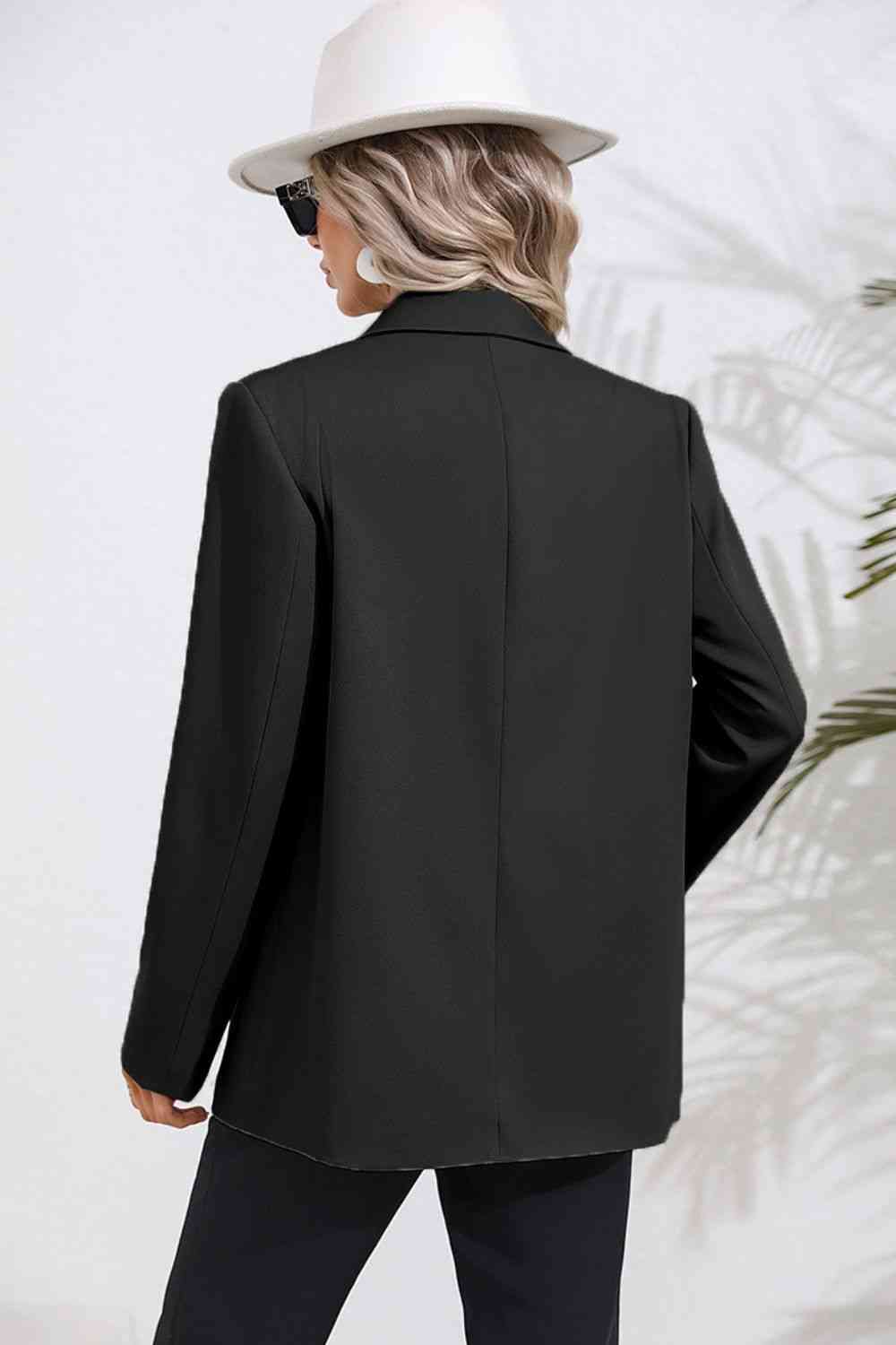 Lapel Collar Long Sleeve Blazer - SELFTRITSS