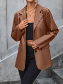 Pocketed Button Up Collared Neck Blazer - SELFTRITSS