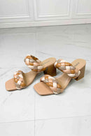 SODA Interwoven Ideas Braided Strap Block Heel Slide Sandal in Nude - SELFTRITSS