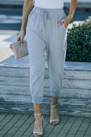 Drawstring Pocketed Cropped Pants - SELFTRITSS