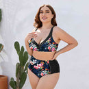 Plus Size Floral High Waist Two-Piece Swim Set - SELFTRITSS