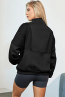 Half Zip Dropped Shoulder Sweatshirt - SELFTRITSS   