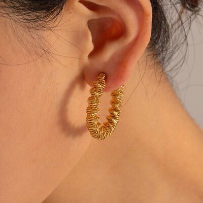 18K Gold-Plated Stainless Steel C-Hoop Earrings - SELFTRITSS   