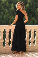 One-Shoulder Ruched Maxi Dress - SELFTRITSS