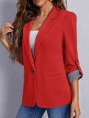 Lapel Collar Roll-Tab Sleeve Blazer - SELFTRITSS