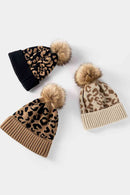 Leopard Pom-Pom Cuffed Beanie - SELFTRITSS