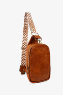 Random Pattern Adjustable Strap PU Leather Sling Bag - SELFTRITSS