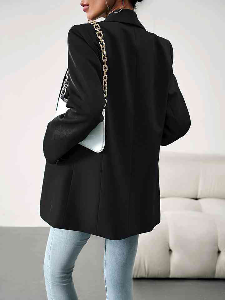 Lapel Collar Long Sleeve Blazer - SELFTRITSS