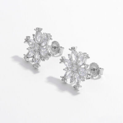 925 Sterling Silver Zircon Snowflake Earrings - SELFTRITSS