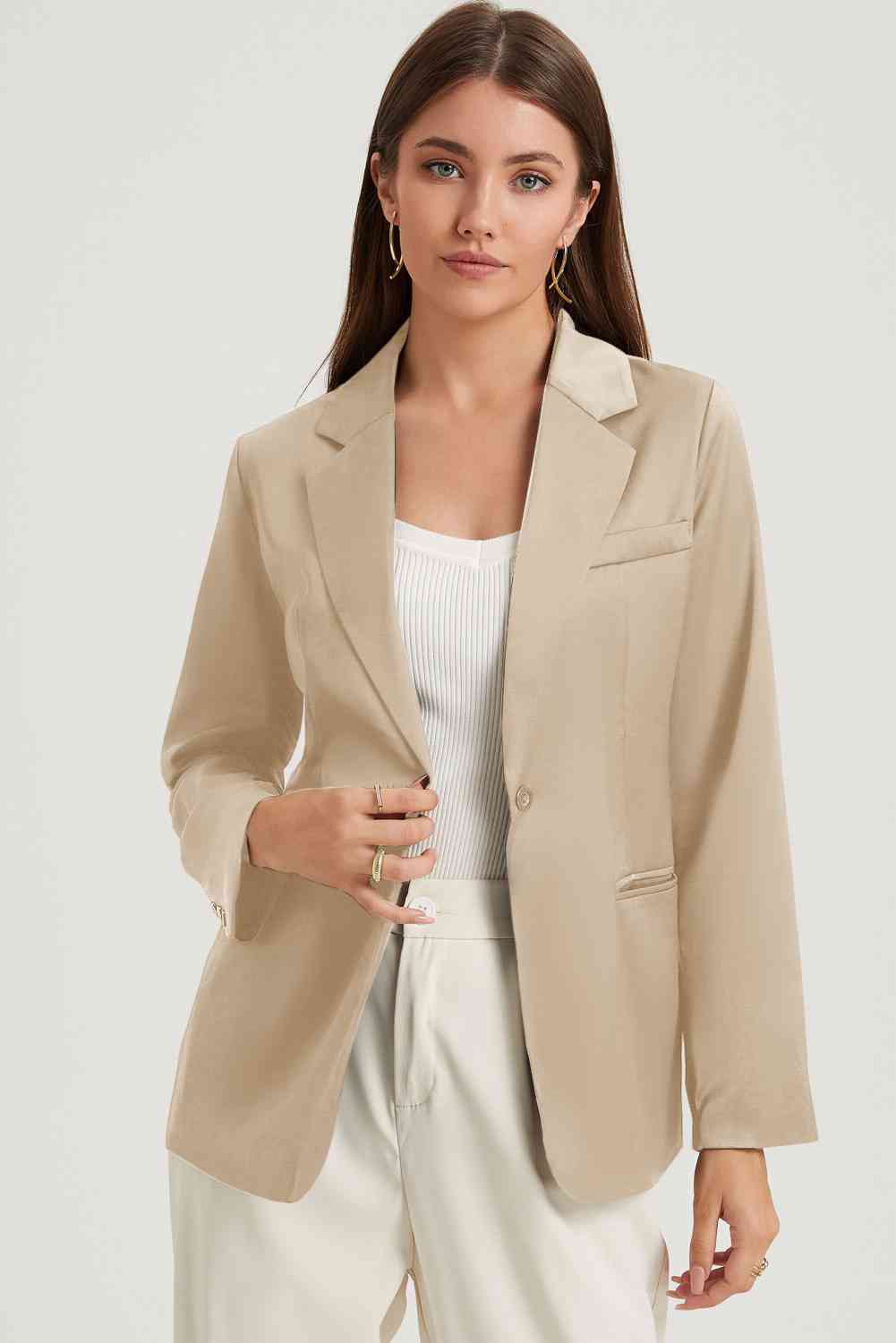 Long Sleeve Lapel Collar Blazer - SELFTRITSS   