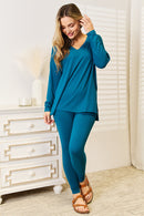 Zenana Lazy Days Full Size Long Sleeve Top and Leggings Set - SELFTRITSS   