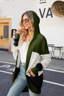 Color Block Open Front Hooded Cardigan - SELFTRITSS